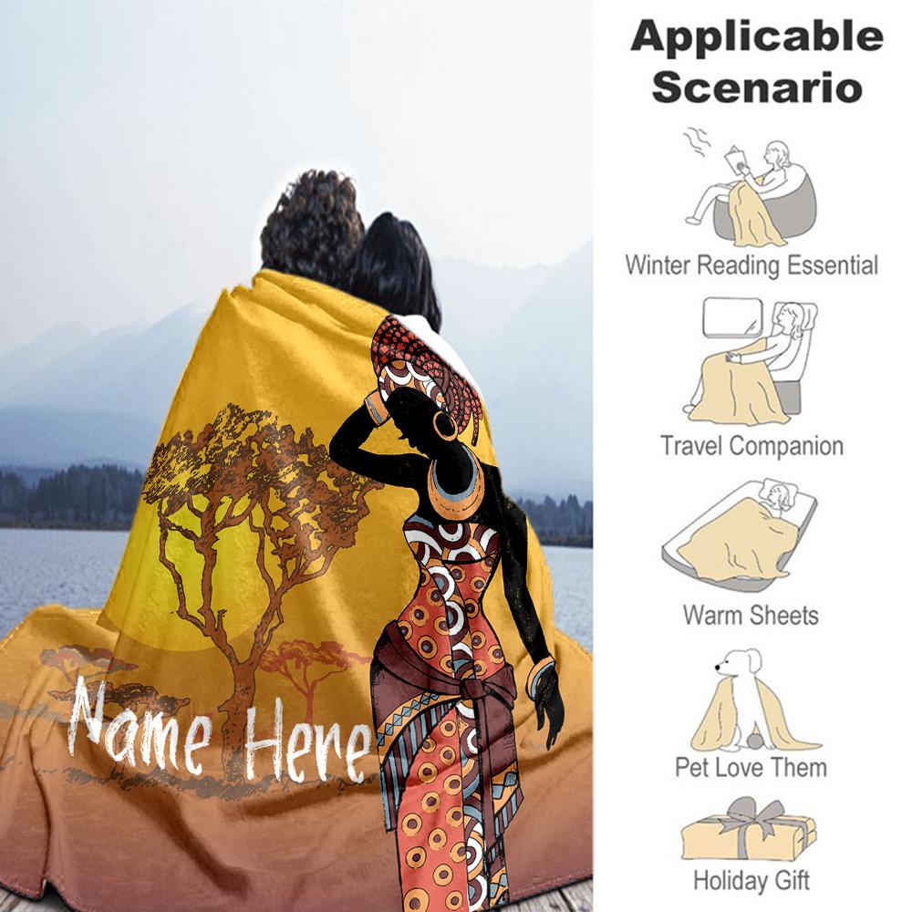 Africa Personalized Text Blanket Gift Personalized Blanket Soft Warm Cozy Suitable for Bed Nap Office Chair Ideal for All Seasons