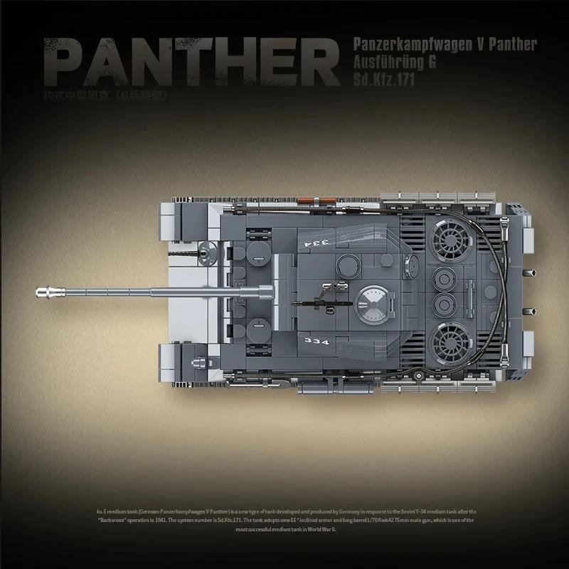 Military World War Ii Series Panther Type-G Tank Building Block Toy Collection Model Children For Christmas And Birthday Gifts
