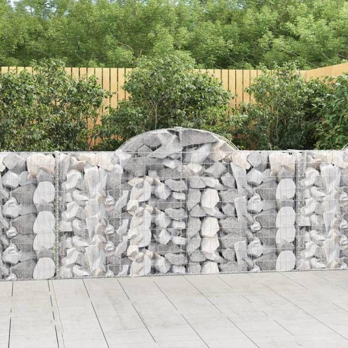 VidaXL Curved Gabion Baskets 7 Pcs 200x30x100/120 Cm Galvanized Iron, Gabion, Gabion Cage, Gabion Wall Basket, Wall 3146115