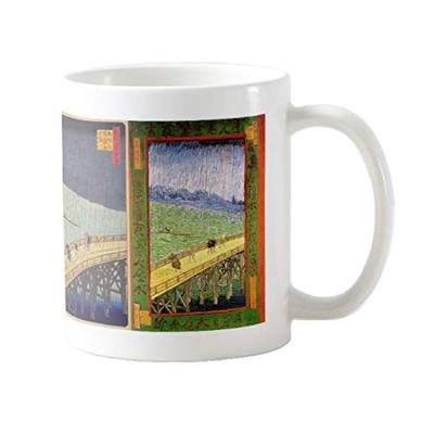 Utagawa Hiroshige i Van Sto Sławnych Widoków Deszcz nad Wielkim Kubek ze zdjęciem Kubek "Most Jedo" van Gogha (Seria ukiyo-e) (re)