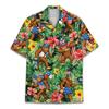 Men's Alien Bigfoot Shirt 3D Neon Print Short Sleeve Hawaiian Shirt Summer Oversized Hip Hop Tops