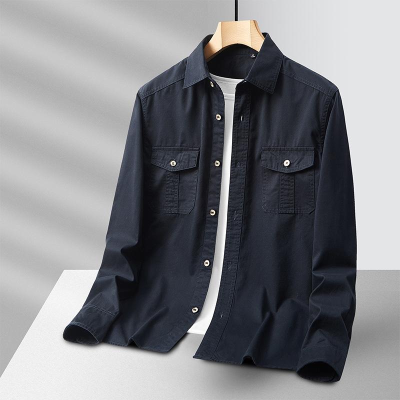 Summer Thin Long-sleeved Shirt for Men Pure Cotton Loose Casual Top Coat New Work Shirt