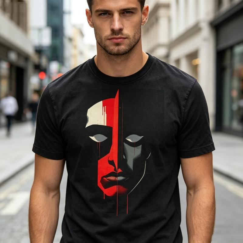 Abstract Red Face Graphic T Shirt Unisex Unisex Cotton Short Sleeve Dark Art Casual Top