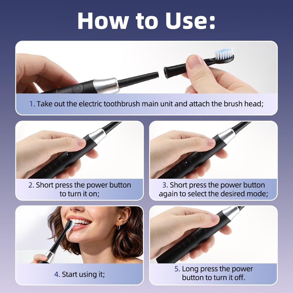 IPX7 Waterproof Sonic Electric Toothbrush 5 Cleaning Modes Deep Clean Whitening Tooth Brush Gum Care Smart Timing Low Noise
