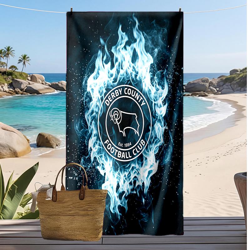 Toalla de Playa con Estampado de Fútbol del Derby County, Toalla Grande Suave de Secado Rápido para Playa, Camping, Natación