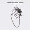 Punk Spiders Net Lapel Pin with Chain Halloween Costume Jewelry Accessories for Women Men, Punk Chain Brooch Lapel Pin