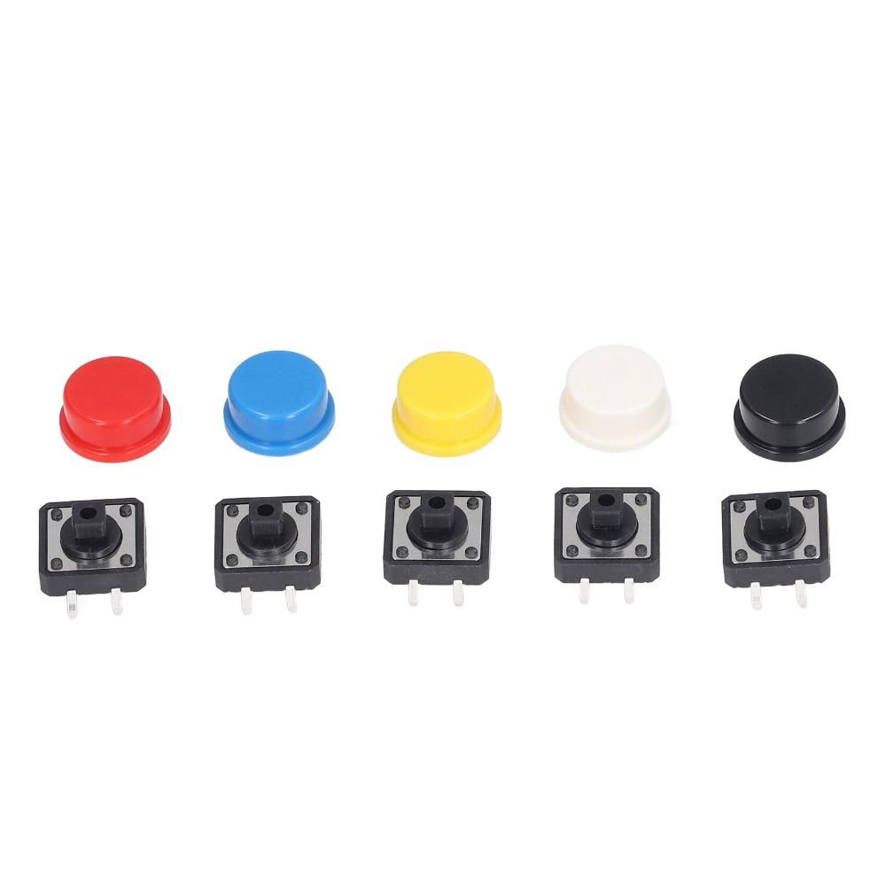 25 PCS Round Shape Tact  Push Button Switch 4 Pin Tactile Push Button Kit  for Arduino Projects