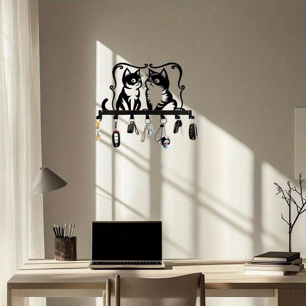 Metal Dog Key Holder Wall Mount with 7 Hooks for Home Organizer Rustproof Decor