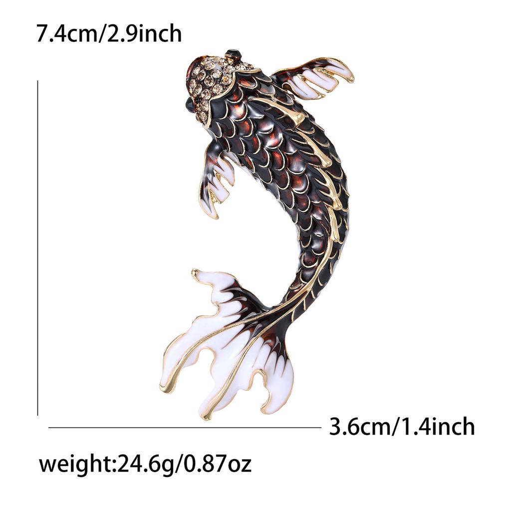 Enamel Carp Brooch for Women Unisex Animal Lapel Pins Party Friend Accessories Gifts