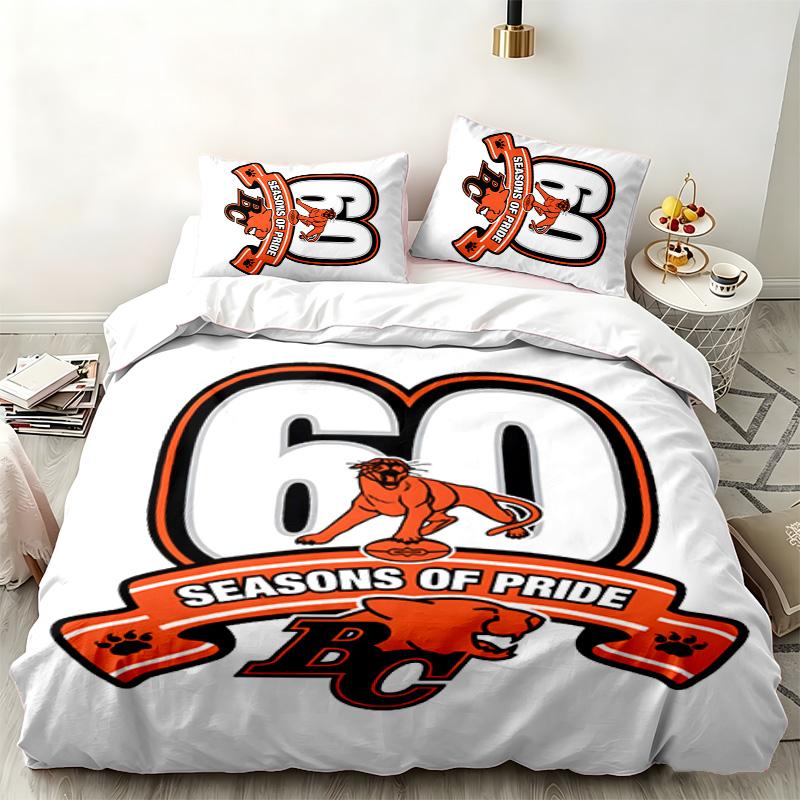 BC Lions Football team 3pc set Perfect for bedroom use Comfortable bedding set includes a duvet cover and two pillowcases Ideal birthday or Christmas
