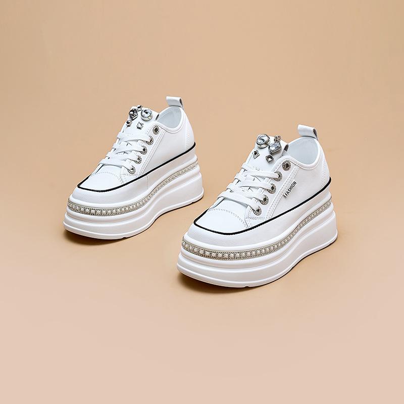 

Little white shoes women s 2025 autumn new thick-soled Korean version of versatile casual shoes popular small thick-soled heightening women s shoes 34 белый