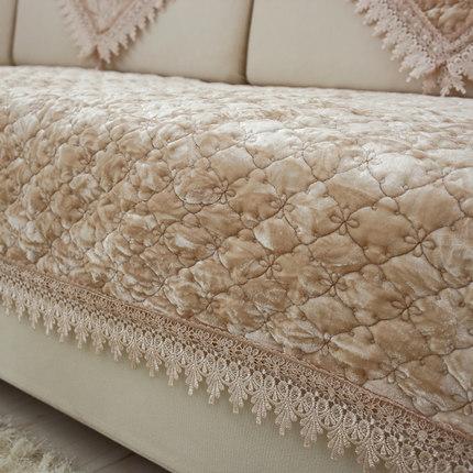 Europäischer Sofabezug Wohnzimmer Verdicken Warm Rutschfest Plüsch Sofakissen Universell Mit Saum Sofatuch Kissen Volle Abdeckung