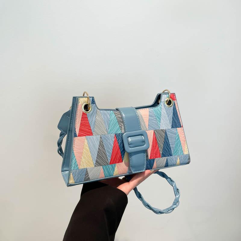 2025 New Popular Contrasting Color Small Bag Women's Autumn Casual Texture Messenger Bag Foreign Style Design Shoulder Small Square Bag