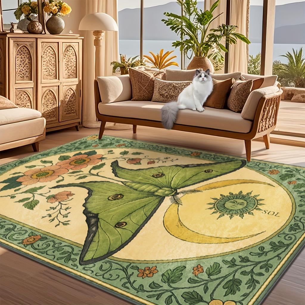 Imitation Cashmere Moth Pattern, Retro Fantasy - Style Digital Printed Carpet, Comfortable & Beautiful, Versatile Decoration, Living Room, Door Mat