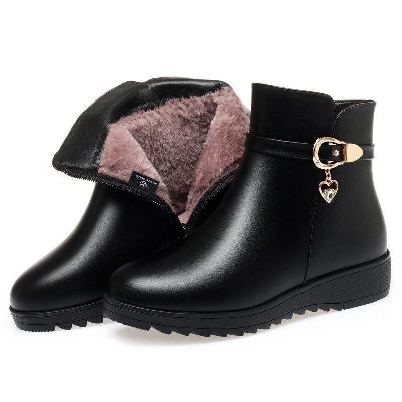 

Мама зимние хлопковые туфли теплые мягкие кожаные мягкая подошва короткие ботинки плоская подошва кожаные туфли флис нескользящие для среднего и пожилого возраста хлопковые ботинки плоский каблук 41 черный коричневый