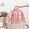 Autumn and Winter Fashion Cute Girls Sweater Flower Cardigan Knitted Coat
