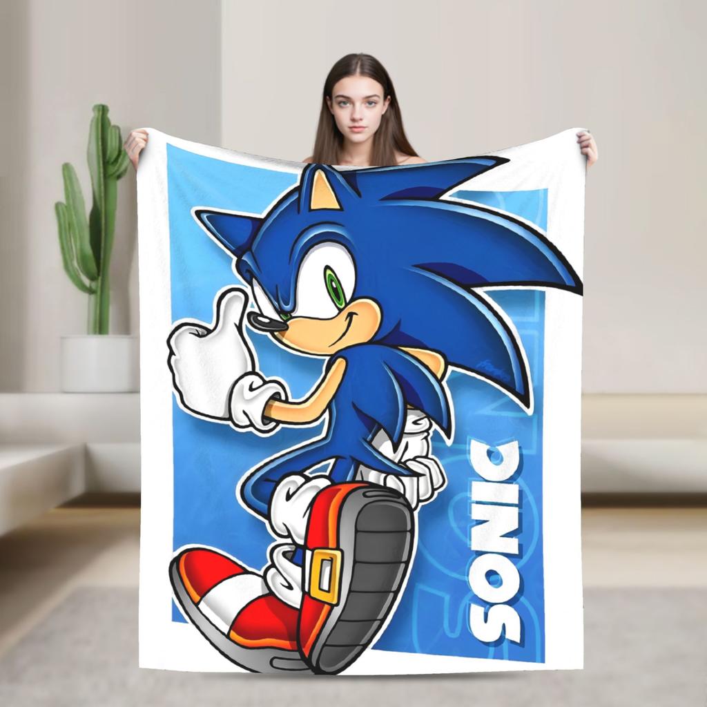The Hedgehog Shadow Blankets Fleece Summer Air Conditioning Game Breathable Super Soft Throw Blankets for Bed Office Bedspread