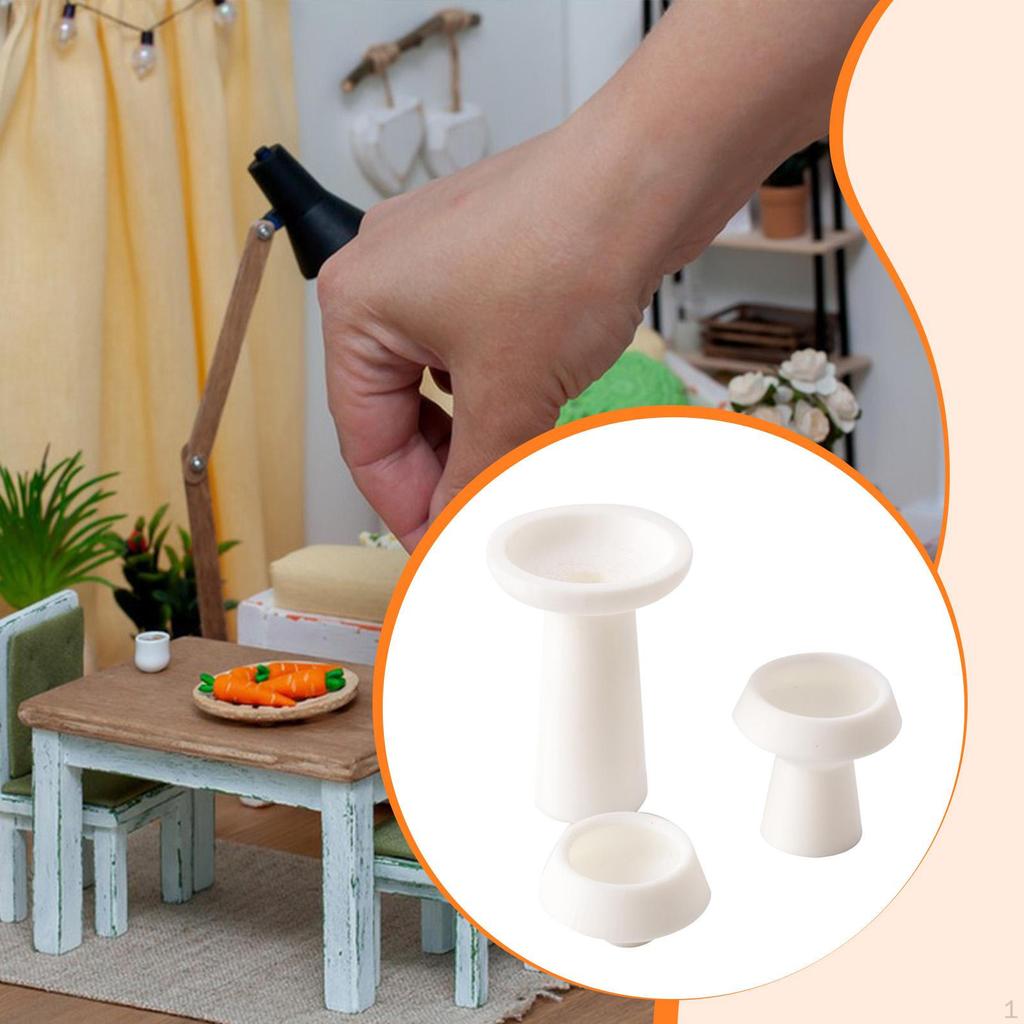 3 Stück 1/12 Blumentöpfe Puppenhauszubehör Dekorative Mini-Ornamente Puppenhaus-Einrichtung für