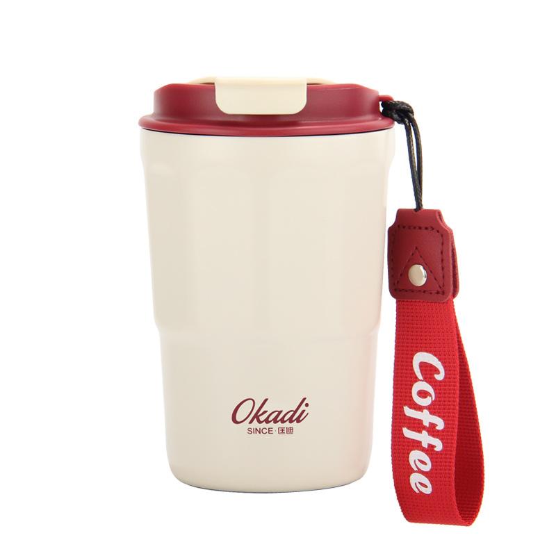 

Vacuum 316 Stainless Steel Inner Liner Casual Coffee Insulated Cup, Portable Rope Insulated Water Cup 380ml білий
