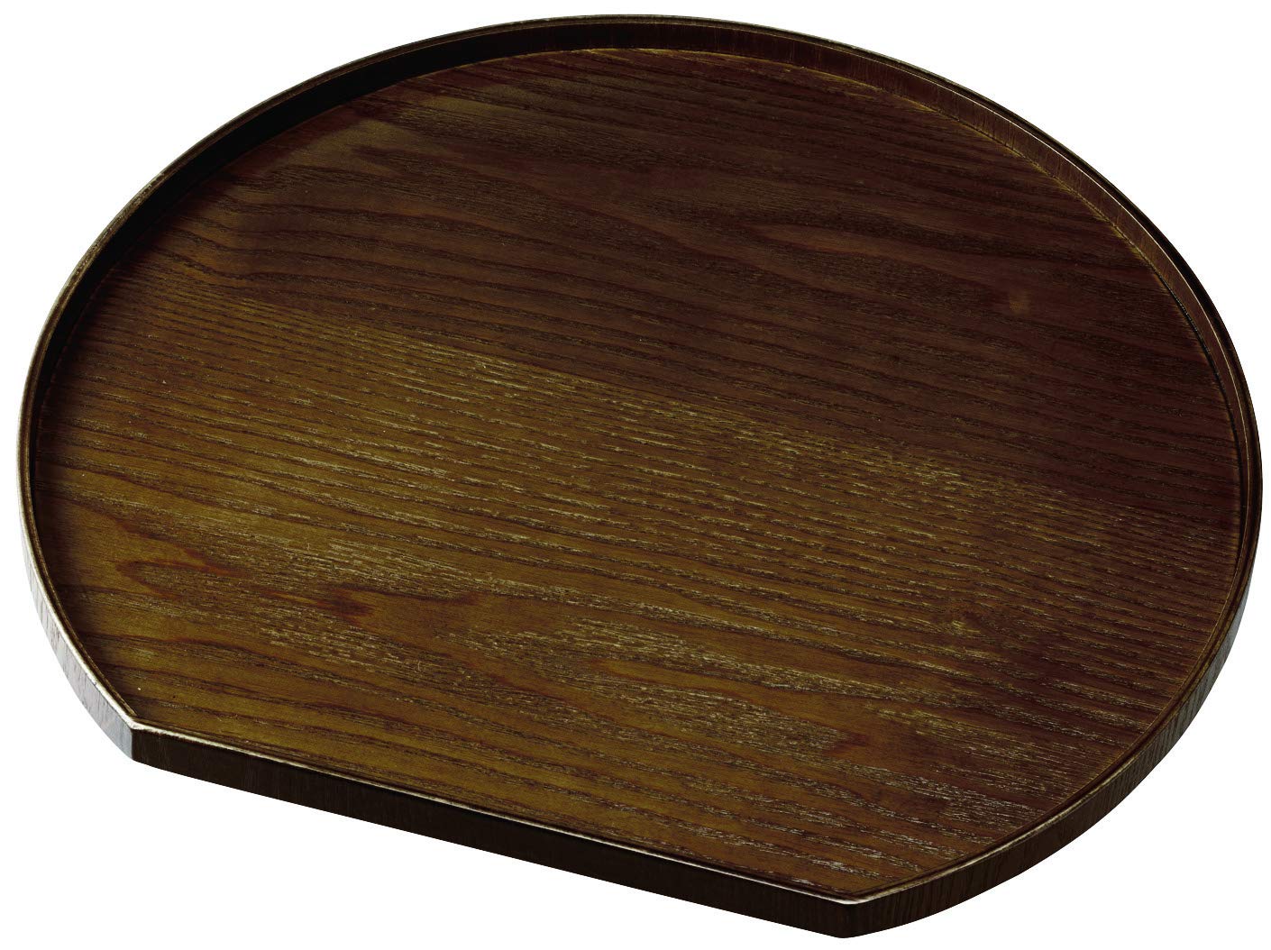 Yamaya Lacquerware Half-Moon Tray, Natural Wood, 36cm, Made in Japan, Ebony Look