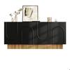 Buffet bas - LEMONBEST - Buffet 4 portes 160 cm - Noir - Aspect bois - Contemporain