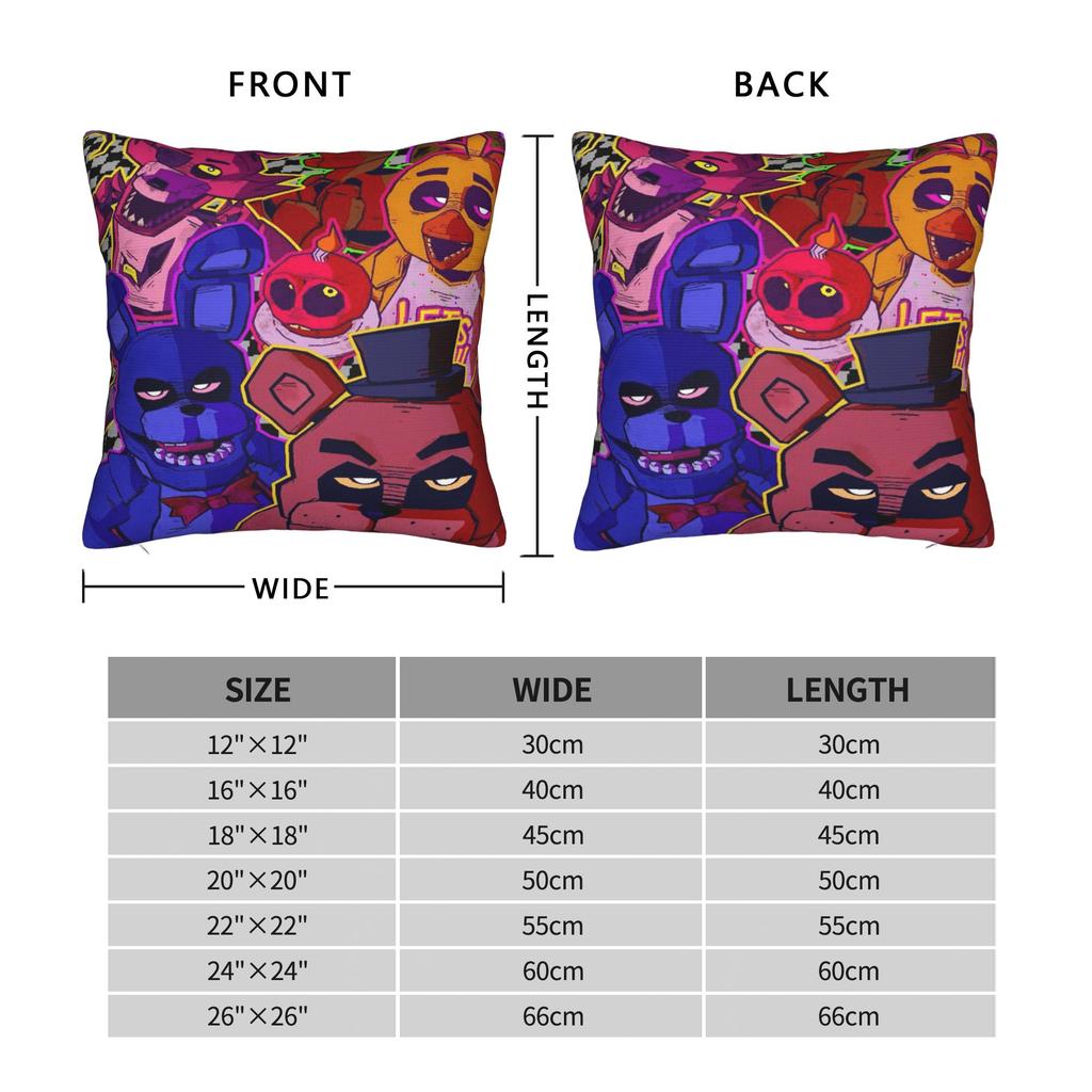 Fnafs Pillowcases Horror Game Funny Pillow Case For Living Room Chair Custom Pillow Cover