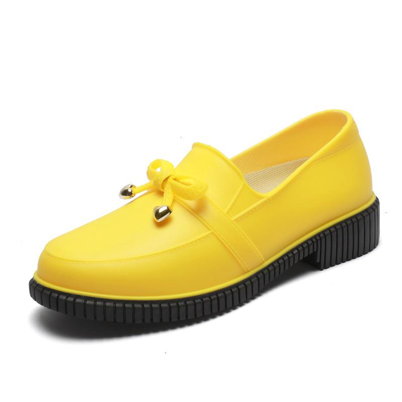 2024 Damen Koreanischer Stil Höhenvergrößernde Rutschfeste Wasserdichte Low-Top Regenstiefel 37 gelb