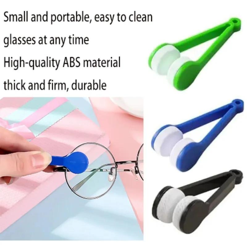 Portable Multifunctional Eyeglass Cleaning Wipe Green Microfiber Lens Brush for Sunglasses Glasses Compact Travel Scratch Free T