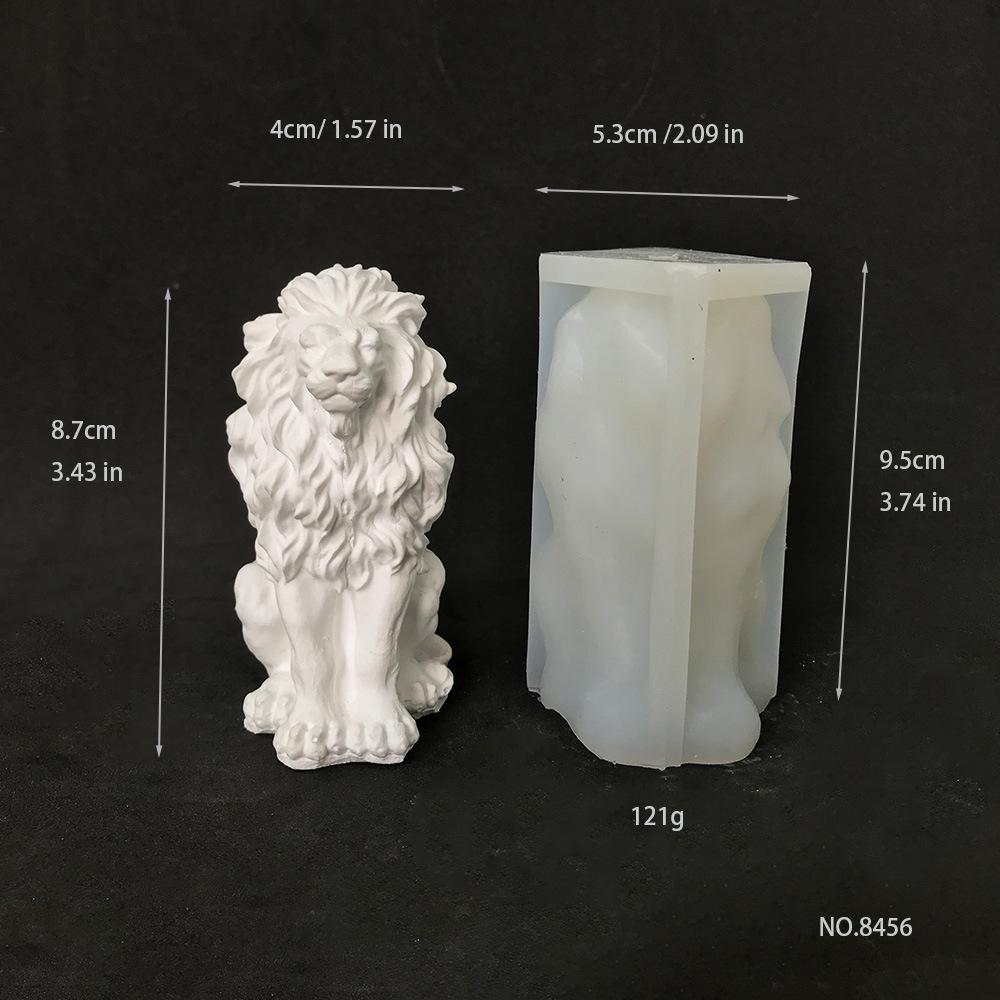 

3D Животное Лев Свеча Силиконовая Форма - Декоративное Украшение Круглая Серия Животных Литье Гипс Смола Капля Клея Форма