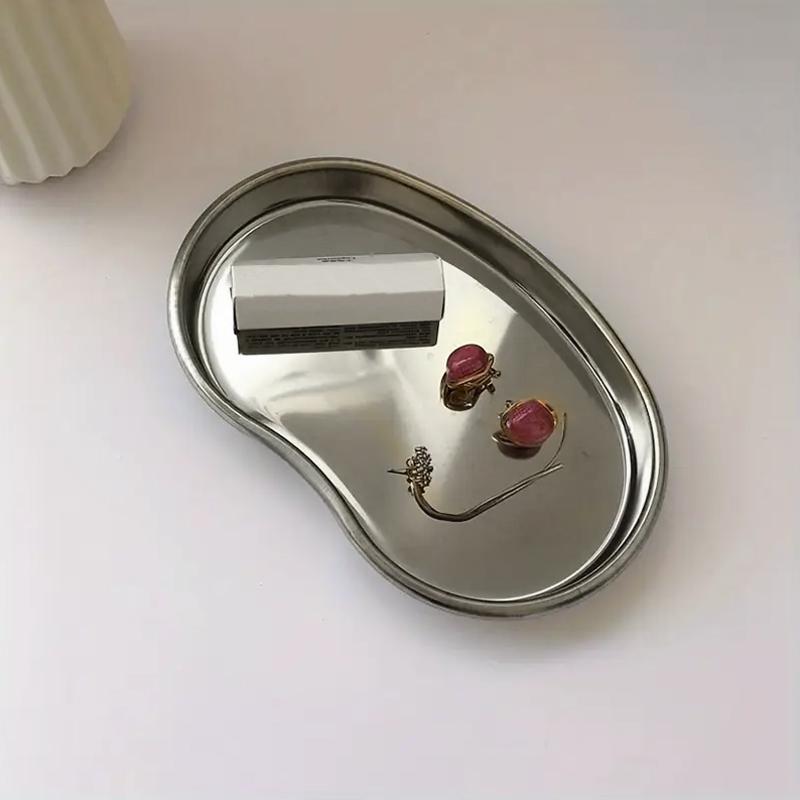 1PC Stainless Steel Tray Multi Functional Jewelry Storage Tray Cosmetic Tattoo Accesory Elbow Tray Irregular Design SML