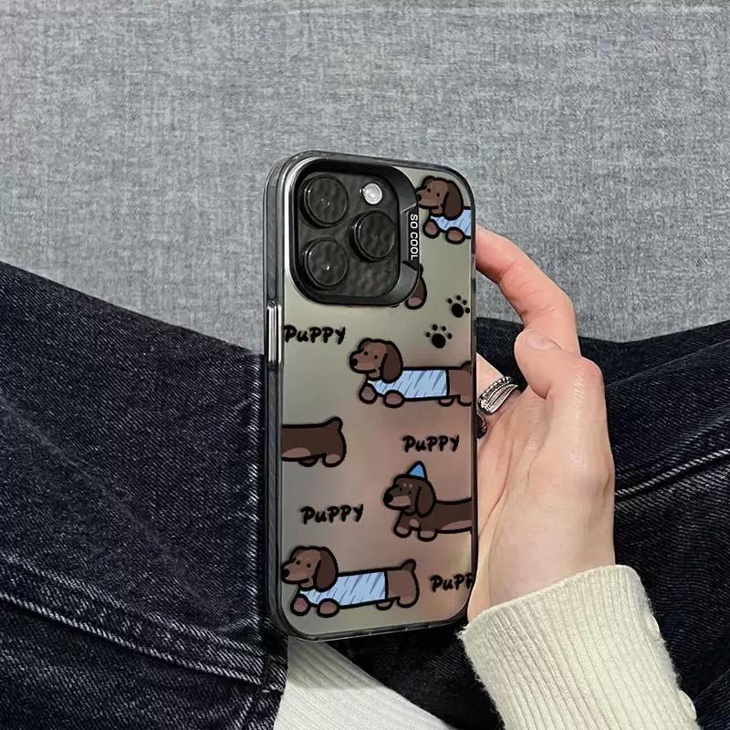 Cute Dachshund Puppy Phone Case, Cartoon Sausage Dog Shockproof Cover for iPhone