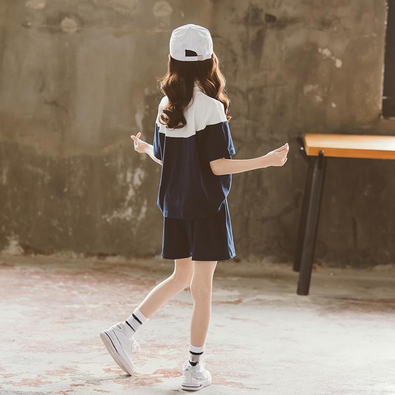 Summer Baby Girls Clothes Set Children Patchwork Zip Tshirts and Shorts 2 Pieces Outfit Kid Short Sleeve Top Bottom TrackOutfit