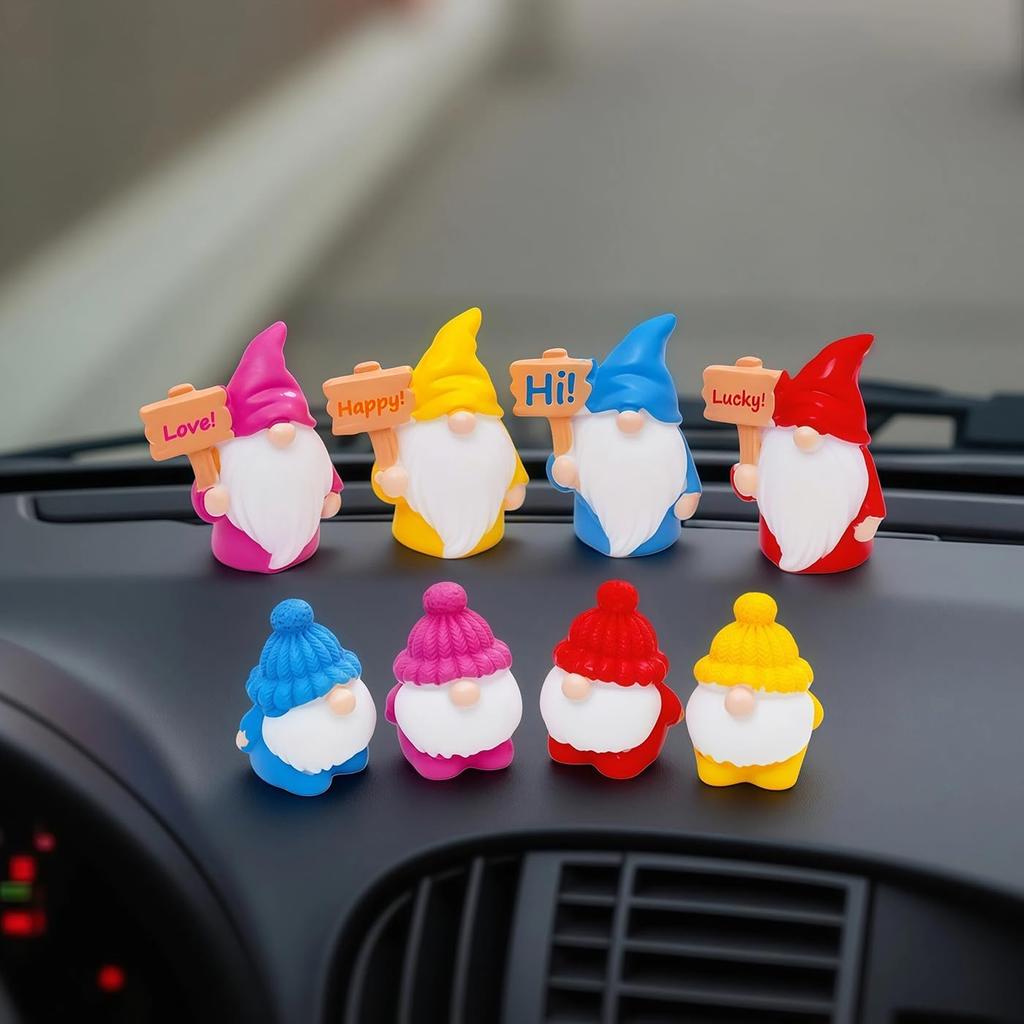 Set of 7 Mini Resin Beach Gnomes Cute Car Accessories, Funny Car Rear View Mirror & Dashboard Decorations, Adorable Auto Interior Ornaments