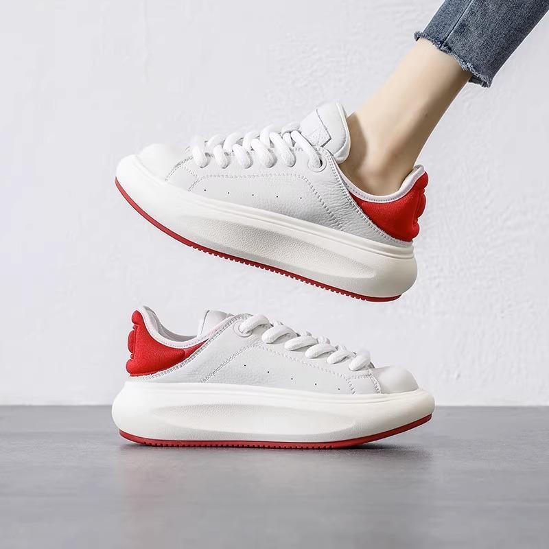 Кроссовки женские толстые из натуральной коровьей кожи разных цветов на платформе — фото 7