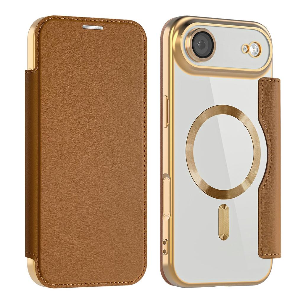 AMORUS For iPhone 17 Air Case Compatible with MagSafe RFID Blocking Card Holder Leather Phone Cover