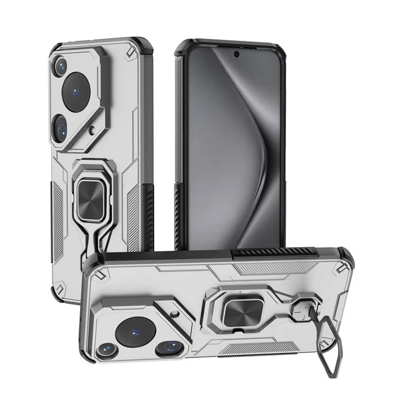Shockproof Armor Holder Case For Huawei Pura 70 Ultra 70Pro Plus Car Magnetic Ring Lens Protect TPU+PC Back Cover for Pura70 Pro