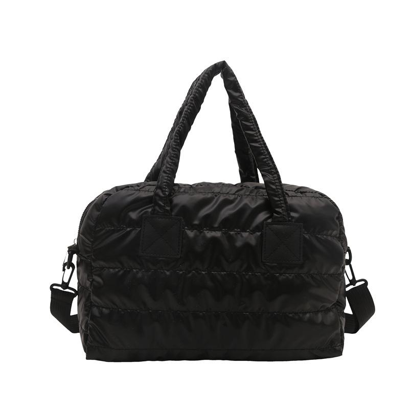 Cotton Bag Women's Autumn and Winter New Fashion Out Large Capacity Shoulder Bag Hand Bag Down Jacket Fabric Boston Bag