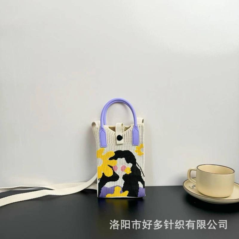 Premium Sense Ns Mobile Phone Bag New Cartoon Knitted Bag Dopamine Niche Versatile Messenger Shoulder Bag Handbag