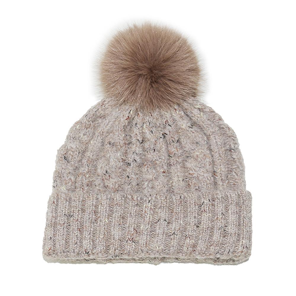2025 autumn and winter blended wool hat outdoor riding warm winter hat braid hairball knitted hat women