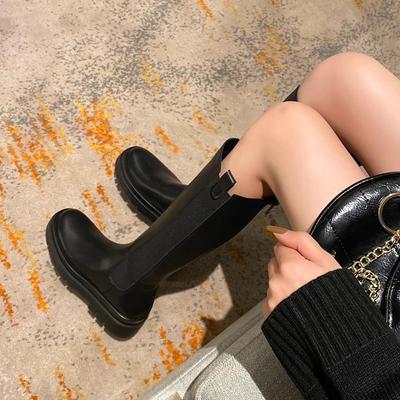 [] But Knee Boots Autumn and Winter Large Size Thick-soled High Knight Boots Women's Big Tube Circumference Fat Mm