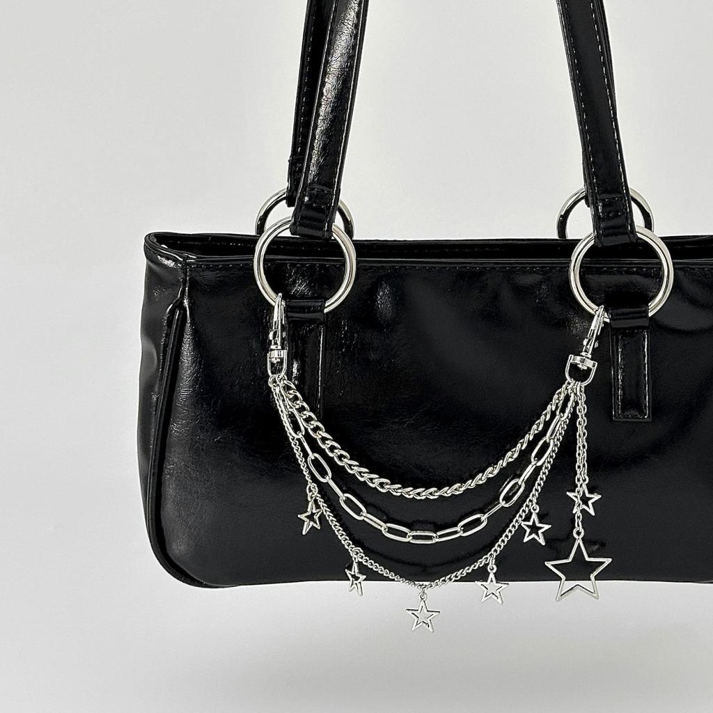 Hip Hop Cross Pentagram Bag Chain Pendant, Fashion Metal Chain Keychain Pendant