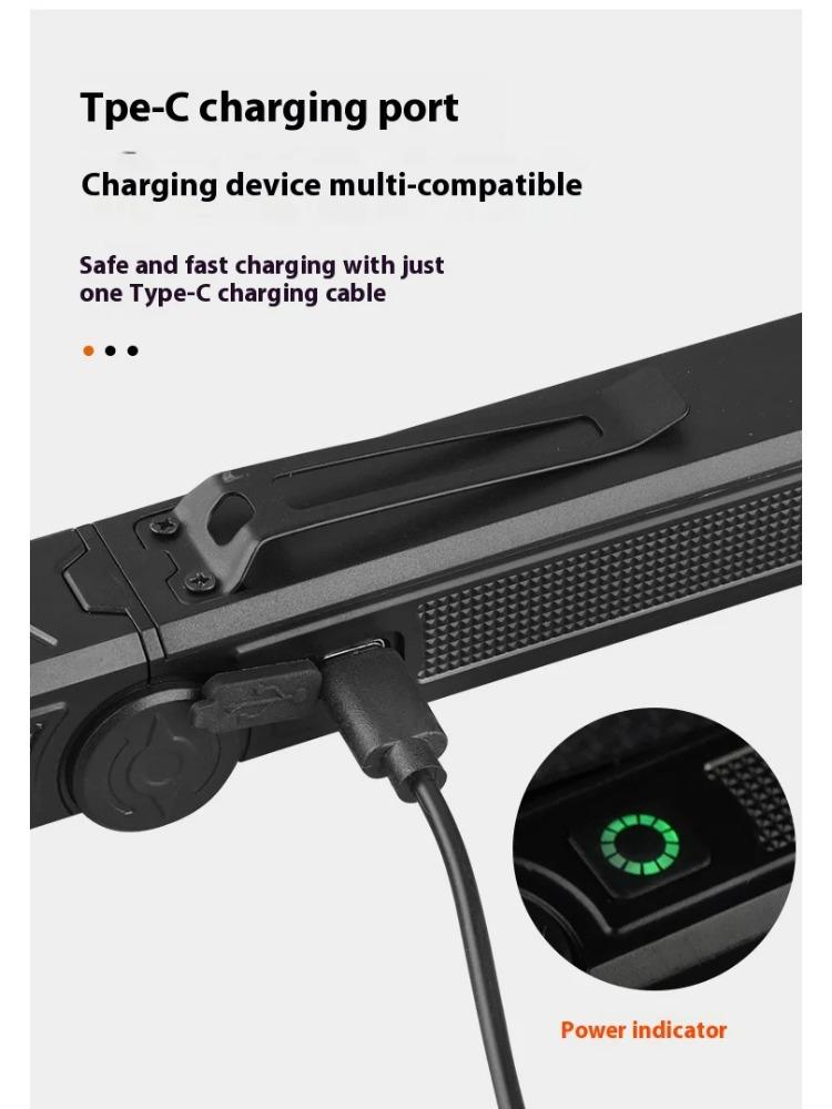 Multifunctional USB Rechargeable Flashlight with Magnet Powerful COB LED Work Light Waterproof Torch