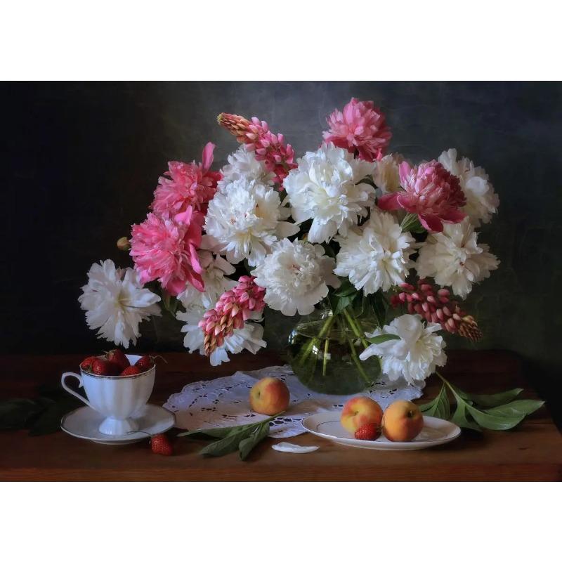 Colorful Flower Plants Oil Painting Canvas Poster Potting Daisy Wall Art Pictures for Living Room Bedroom Modern Home Decor Gift
