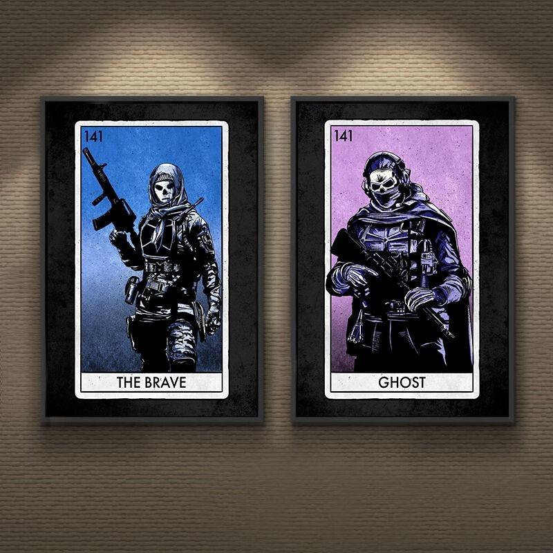 Mw ii cartel map posters canvas painting reaper Simon ghost riley map wall art book print for living room home decor