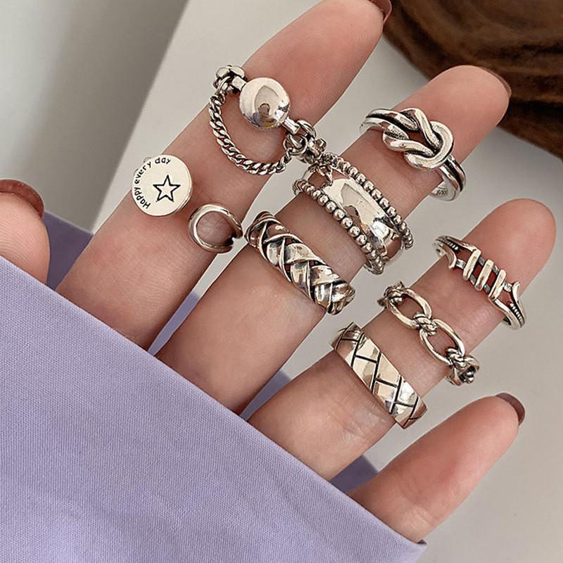 Artistic Silver Pure Adjustable Ring For Women In Trendy Vintage Style