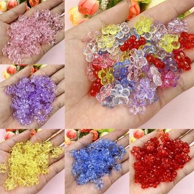Spacer Loose Beads with Hole 14mm Handmade Material Multicolor Craft DIY 100pcs Acrylic Flower Shape Jewelry Accessories  Beads