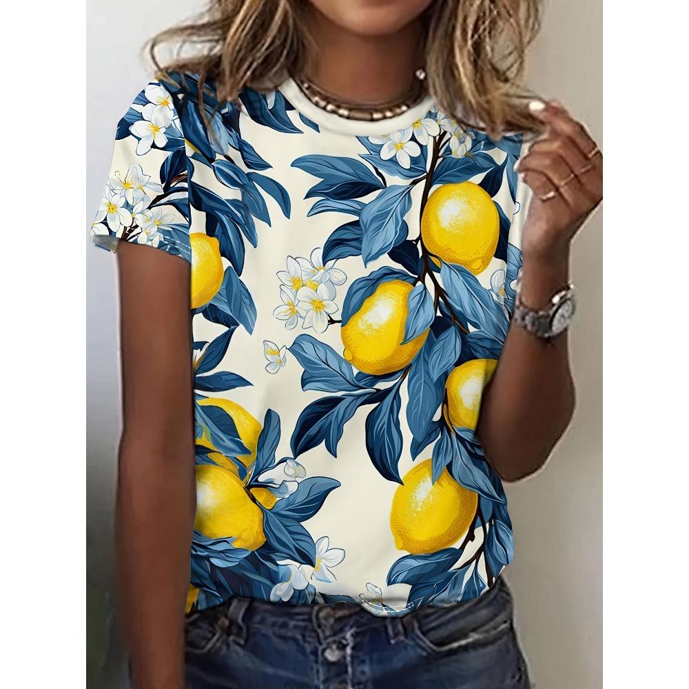 Summer Fashion Peacock Flower 3D Print T-Shirts Women Casual Short Sleeve Streetwear Round Neck