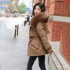 Women Padded Jacket Thickened Plush Lined Coat with Drawstring Waist Winter Warm Puffer