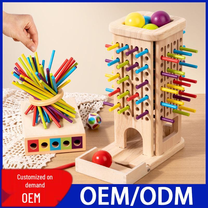 Early Education Wooden Pick-Up Sticks: 3-in-1 Color Recognition, Parent-Child Interaction, and Balance Table Game.