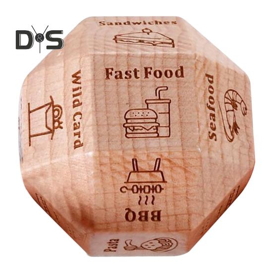 

Деревянные игральные кости для принятия решений о еде, портативные игральные кости для принятия решений о еде, инструмент для принятия решений о свидании, ужине, подарок для пар, годовщины, мужчин, женщин 1pc